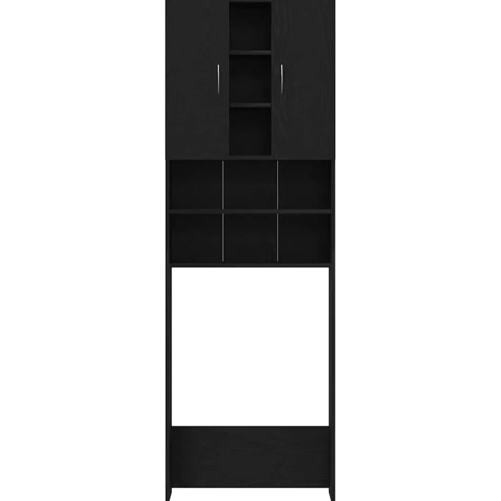 vidaXL Wasmachinekast 64x25,5x190 cm zwart eikenkleur