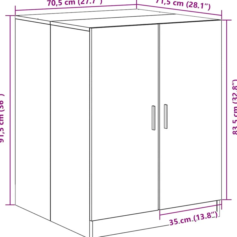 vidaXL Wasmachinekast Zwart Eiken 70,5 x 71,5 x 91,5 cm Bewerkt hout