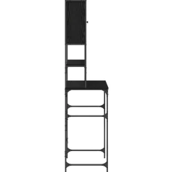 vidaXL Wasmachinekast Zwart 0ak 68 x 48,5 x 194 cm Bewerkt hout