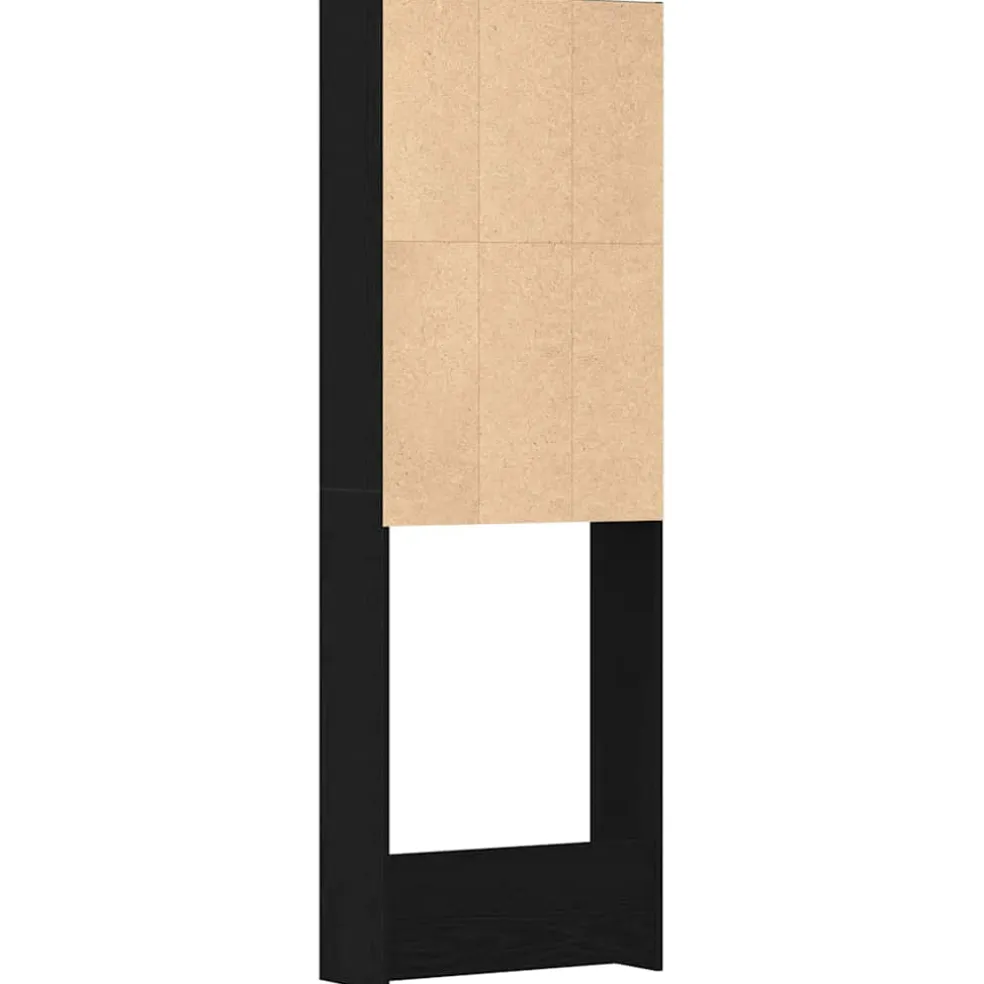 vidaXL Wasmachinekast Zwart Eiken 64 x 24 x 190 cm Bewerkt hout