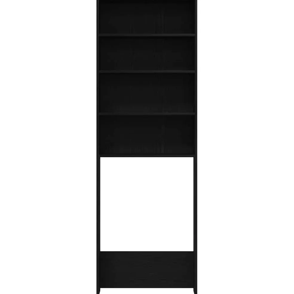 vidaXL Wasmachinekast Zwart Eiken 64 x 24 x 190 cm Bewerkt hout