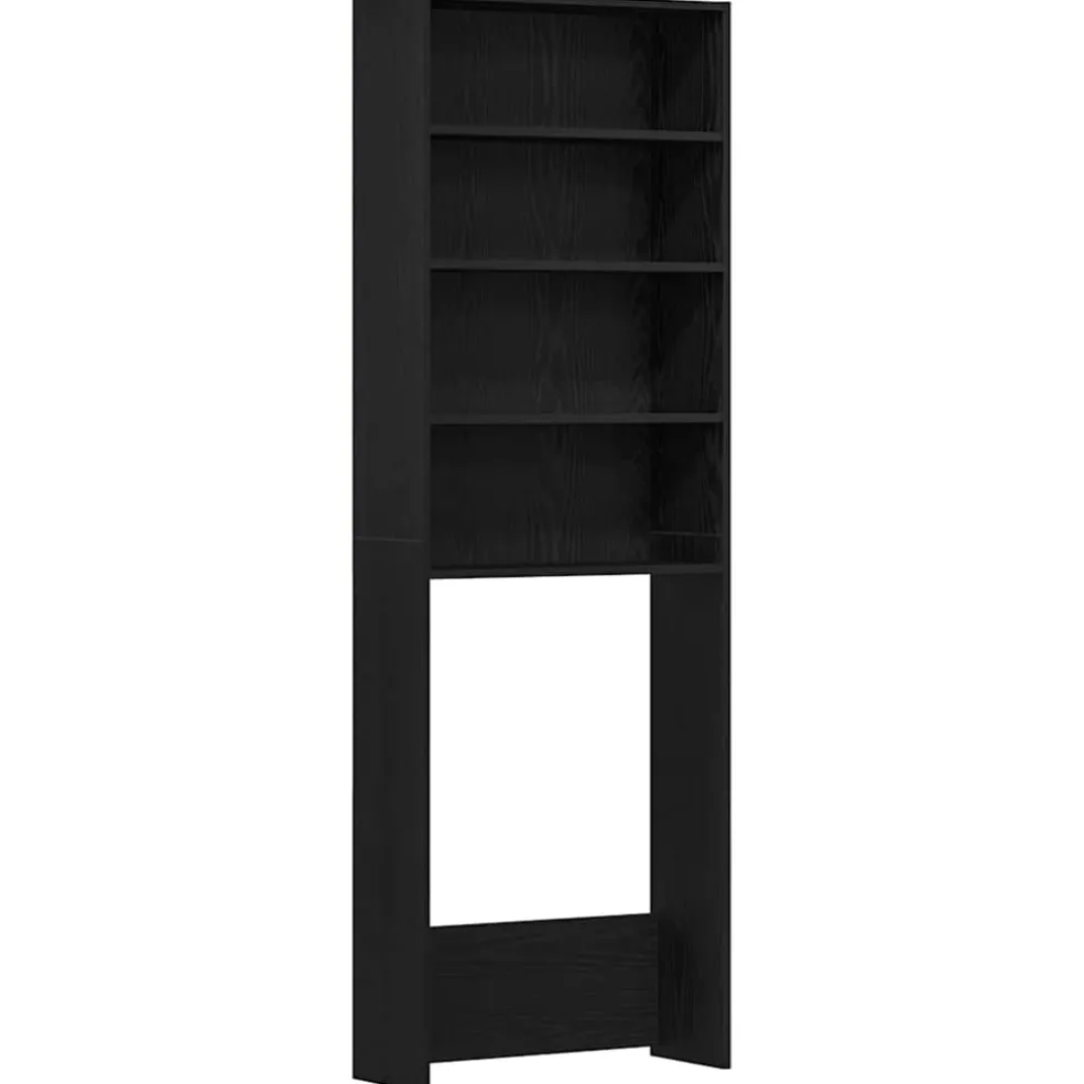 vidaXL Wasmachinekast Zwart Eiken 64 x 24 x 190 cm Bewerkt hout