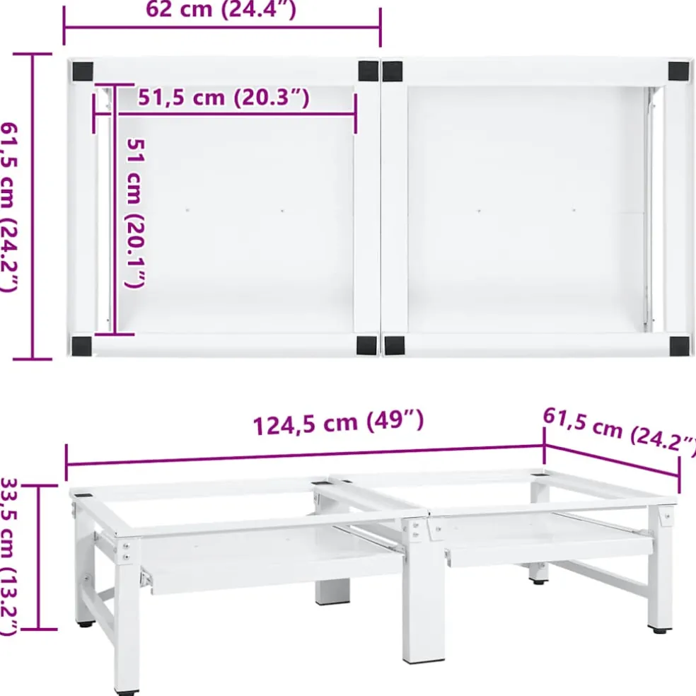 vidaXL Wasmachine pedestals Wit Staal