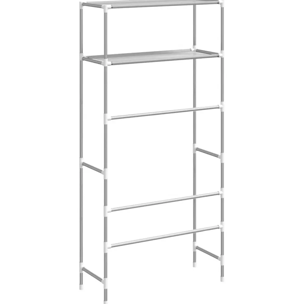 vidaXL Wasmachinerek 2-laags 69x28x143 cm ijzer grijs