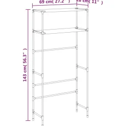 vidaXL Wasmachinerek 2-laags 69x28x143 cm ijzer zwart