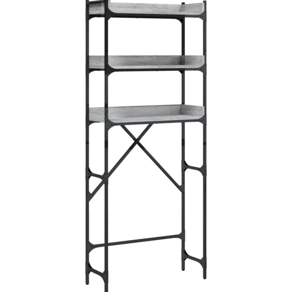 vidaXL Wasmachinerek 67x25x163 cm bewerkt hout grijs sonoma