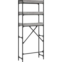 vidaXL Wasmachinerek 67x25x163 cm bewerkt hout grijs sonoma