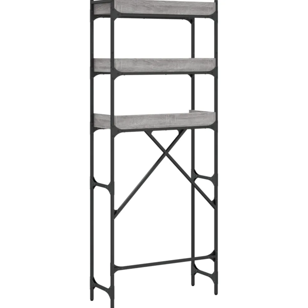 vidaXL Wasmachinerek 67x25x163 cm bewerkt hout grijs sonoma