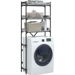 vidaXL Wasmachinerek 67x25x163 cm bewerkt hout grijs sonoma