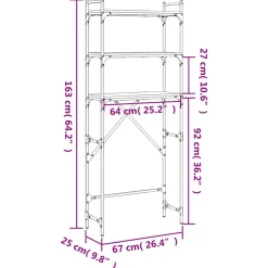 vidaXL Wasmachinerek 67x25x163 cm bewerkt hout zwart