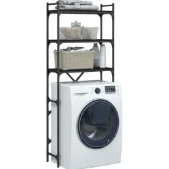 vidaXL Wasmachinerek 67x25x163 cm bewerkt hout zwart