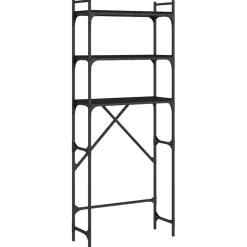 vidaXL Wasmachinerek 67x25x163 cm bewerkt hout zwart