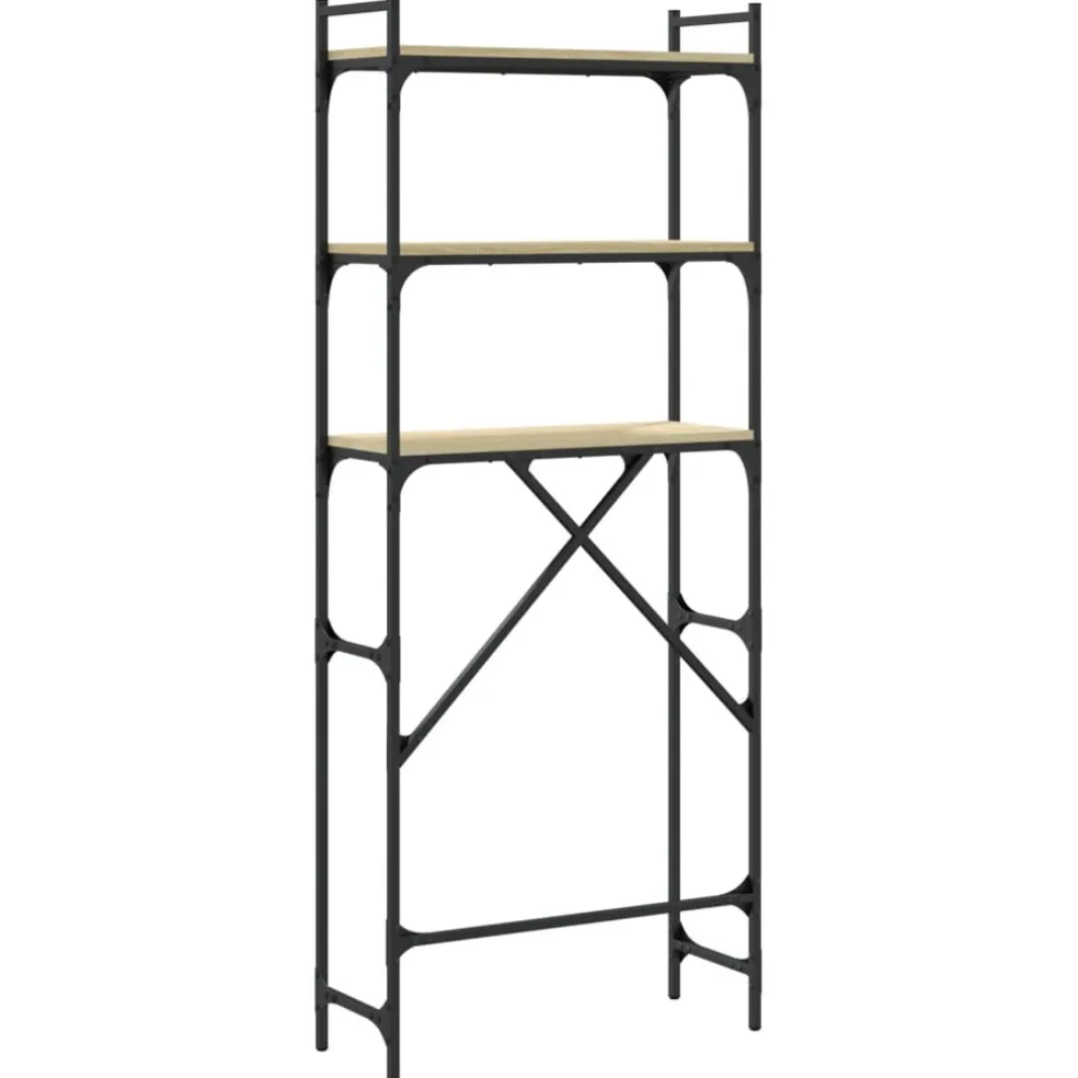 vidaXL Wasmachinerek 67x25x163 cm bewerkt hout sonoma eikenkleurig