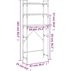 vidaXL Wasmachinerek 67x25x163 cm bewerkt hout sonoma eikenkleurig