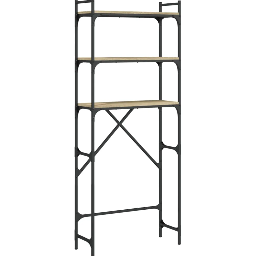 vidaXL Wasmachinerek 67x25x163 cm bewerkt hout sonoma eikenkleurig