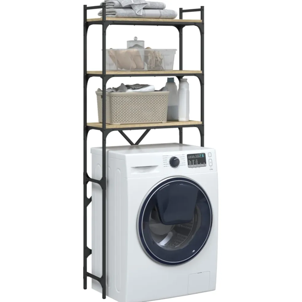 vidaXL Wasmachinerek 67x25x163 cm bewerkt hout sonoma eikenkleurig