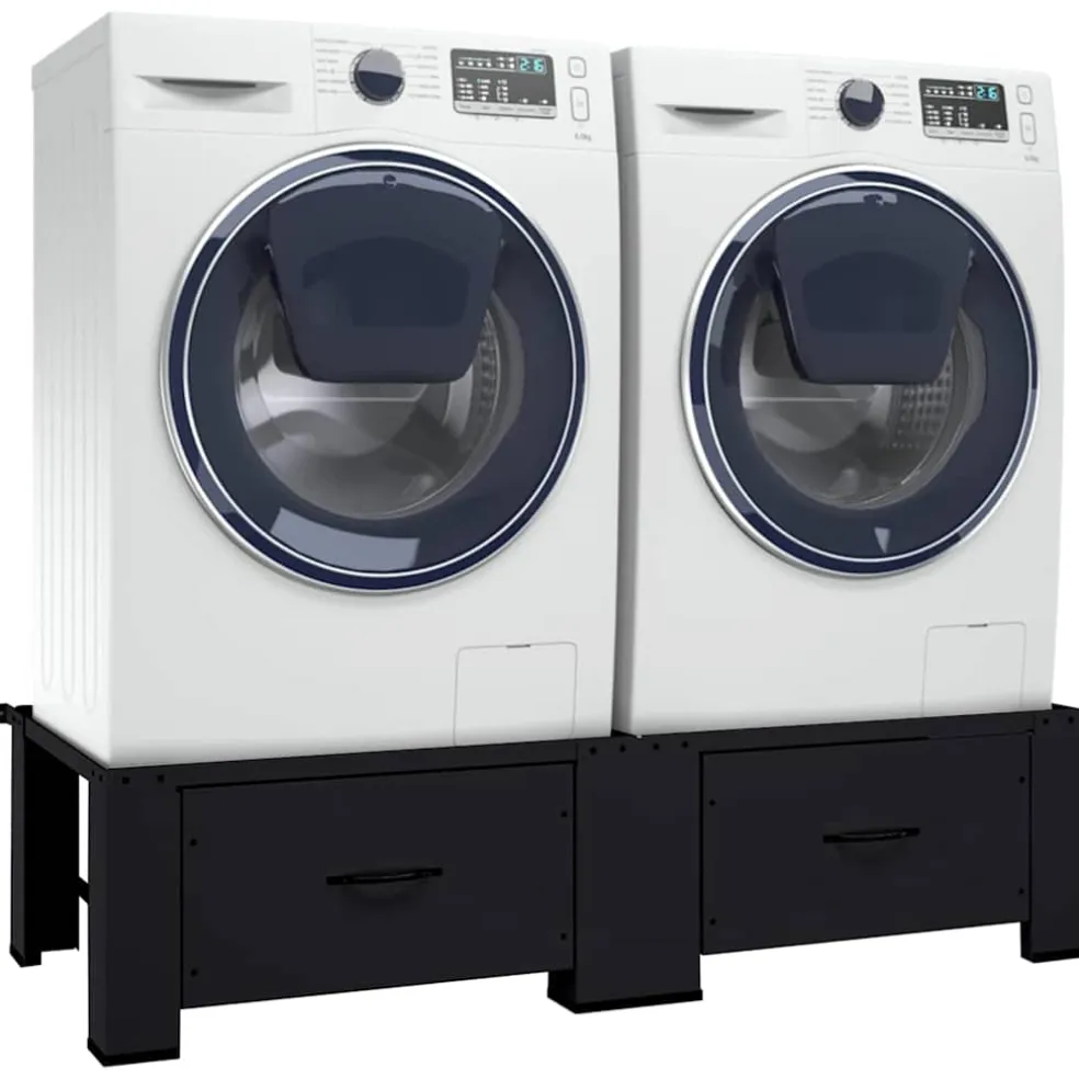 vidaXL Wasmachineverhoger 2 st Zwart 127 x 54,5 x 32,5 cm Staal