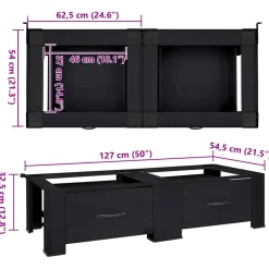 vidaXL Wasmachineverhoger 2 st Zwart 127 x 54,5 x 32,5 cm Staal