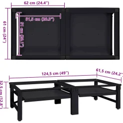 vidaXL Wasmachineverhoger 2 st Zwart 124,5 x 61,5 x 32,5 cm Staal