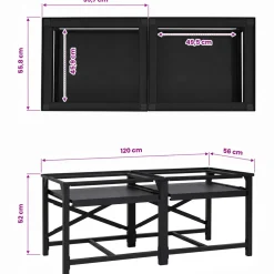vidaXL Wasmachineverhoger 2 st Zwart 120 x 56 x 52 cm Staal