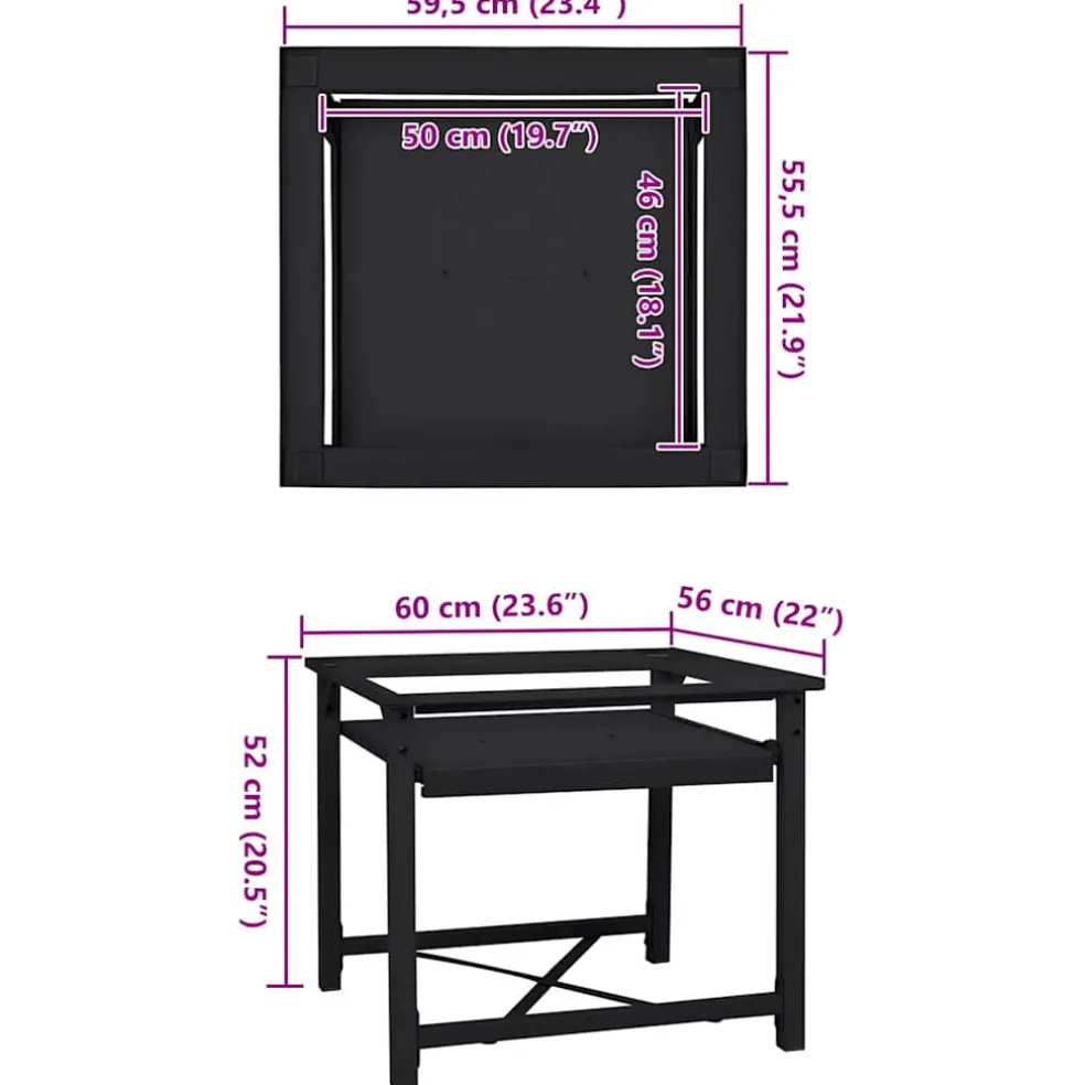 vidaXL Wasmachineverhoger Zwart 60 x 56 x 52 cm Staal