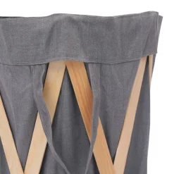 vidaXL Wasmand inklapbaar hout en stof grijs