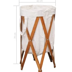 vidaXL Wasmand inklapbaar hout en stof crème