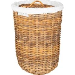 vidaXL Wasmand met deksel GENDT 2 st Natuurlijk Bruin Kubu Rattan