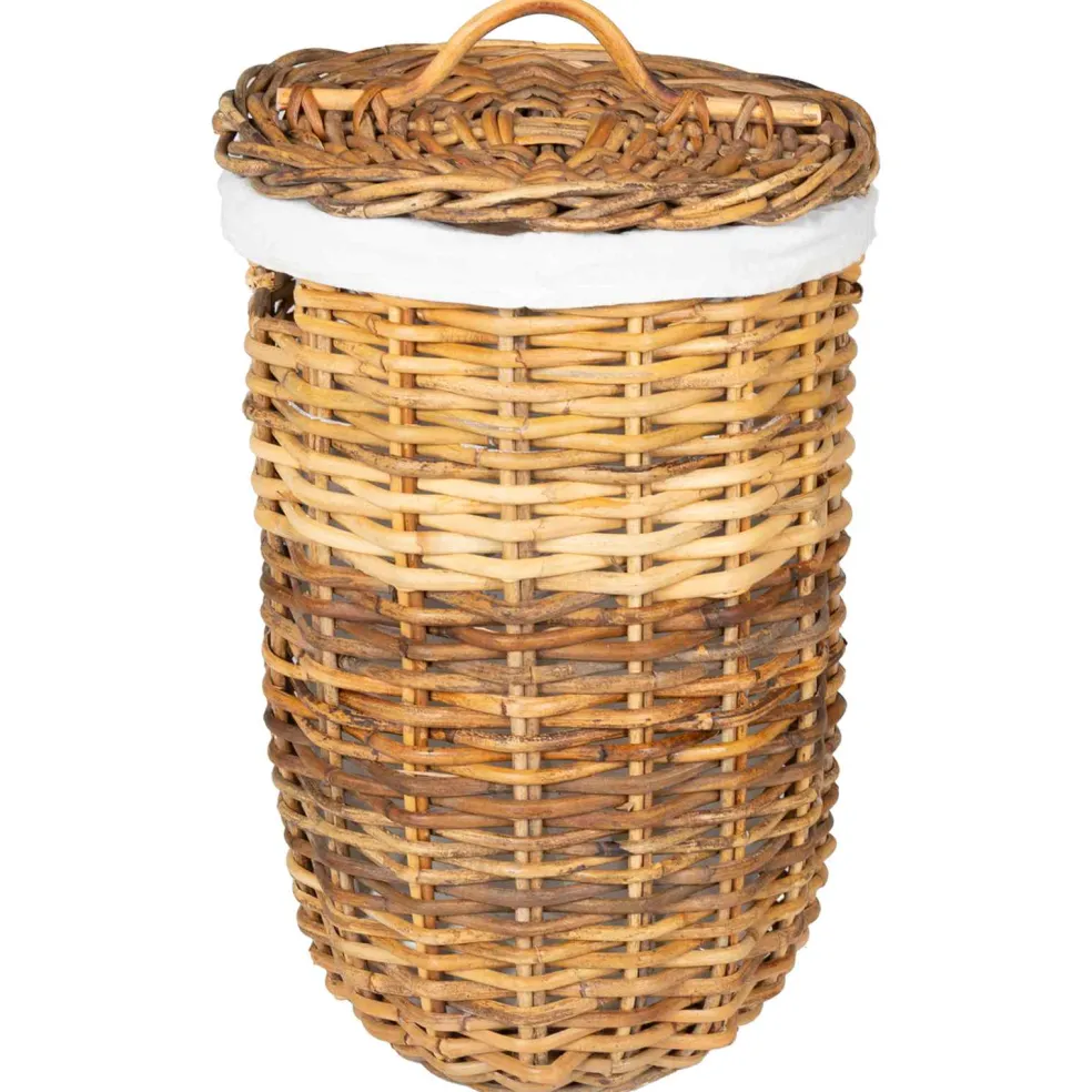 vidaXL Wasmand met deksel GENDT 2 st Natuurlijk Bruin Kubu Rattan