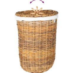 vidaXL Wasmand met deksel GENDT 2 st Natuurlijk Bruin Kubu Rattan