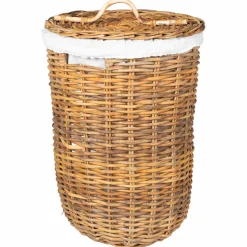 vidaXL Wasmand met deksel GENDT 2 st Natuurlijk Bruin Kubu Rattan