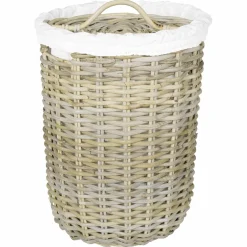 vidaXL Wasmand met deksel GENDT 2 st Natuurlijk grijs Kubu Rattan