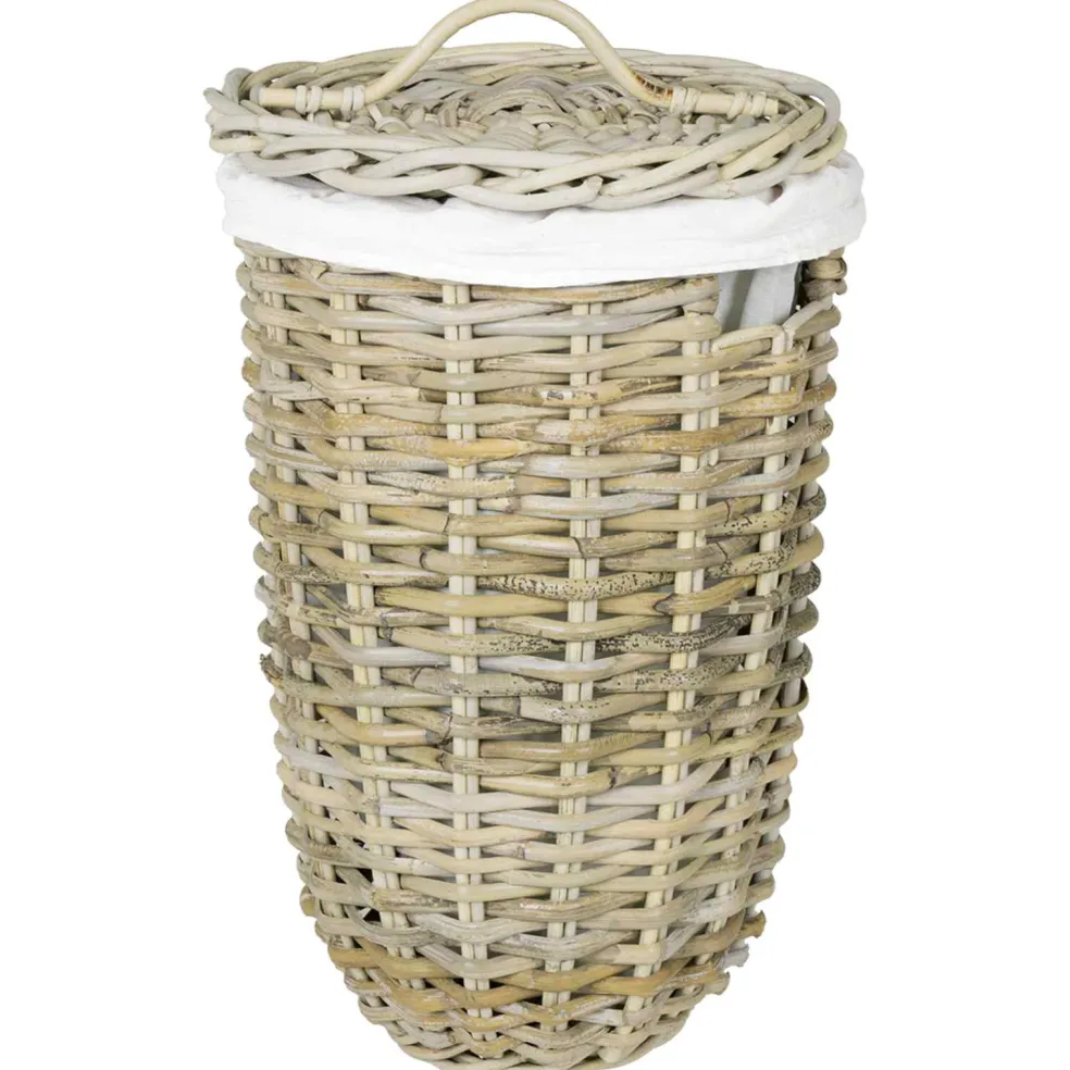 vidaXL Wasmand met deksel GENDT 2 st Natuurlijk grijs Kubu Rattan