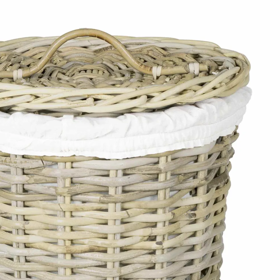 vidaXL Wasmand met deksel GENDT 2 st Natuurlijk grijs Kubu Rattan