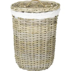 vidaXL Wasmand met deksel GENDT 2 st Natuurlijk grijs Kubu Rattan