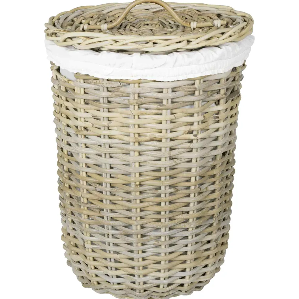 vidaXL Wasmand met deksel GENDT 2 st Natuurlijk grijs Kubu Rattan