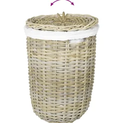 vidaXL Wasmand met deksel GENDT 2 st Natuurlijk grijs Kubu Rattan