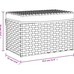 vidaXL Wasmand met deksel 55,5x35x34 cm poly rattan donkerbruin
