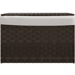 vidaXL Wasmand met deksel 55,5x35x34 cm poly rattan donkerbruin