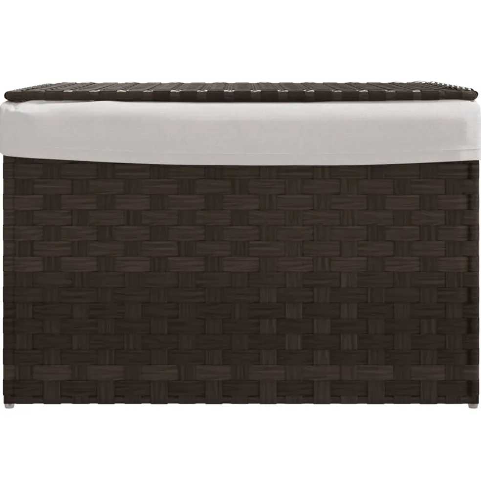 vidaXL Wasmand met deksel 55,5x35x34 cm poly rattan donkerbruin