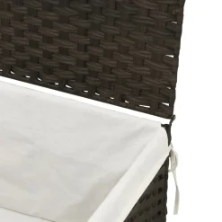 vidaXL Wasmand met deksel 55,5x35x34 cm poly rattan donkerbruin