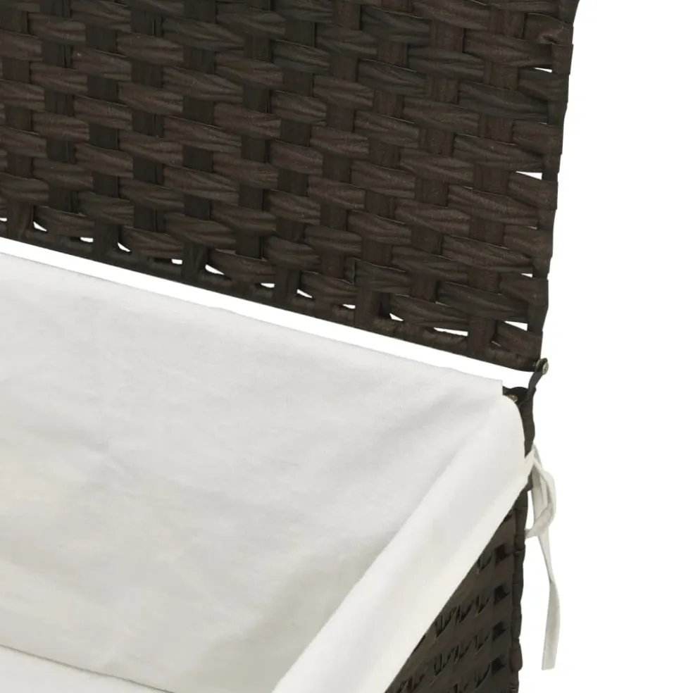 vidaXL Wasmand met deksel 55,5x35x34 cm poly rattan donkerbruin