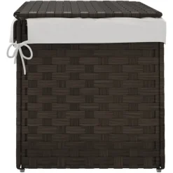 vidaXL Wasmand met deksel 55,5x35x34 cm poly rattan donkerbruin