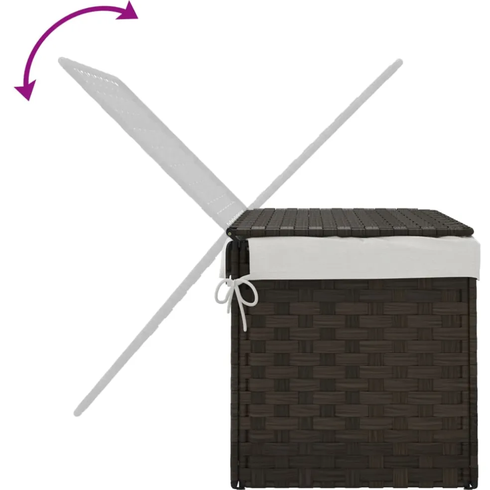 vidaXL Wasmand met deksel 55,5x35x34 cm poly rattan donkerbruin