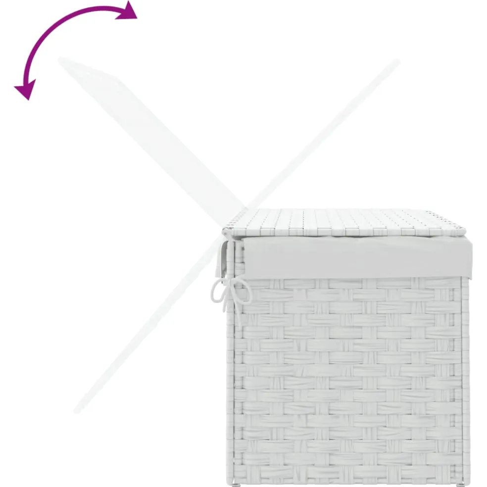 vidaXL Wasmand met deksel 55,5x35x34 cm poly rattan wit