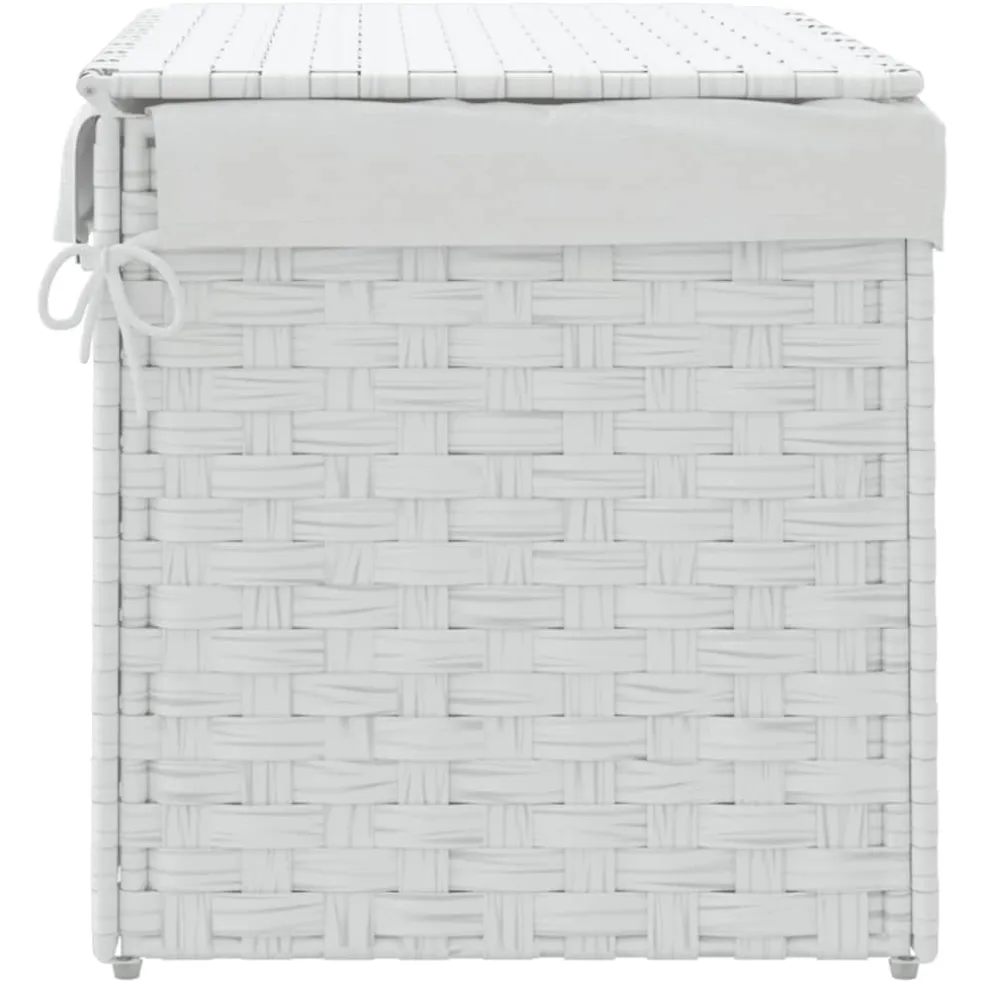 vidaXL Wasmand met deksel 55,5x35x34 cm poly rattan wit