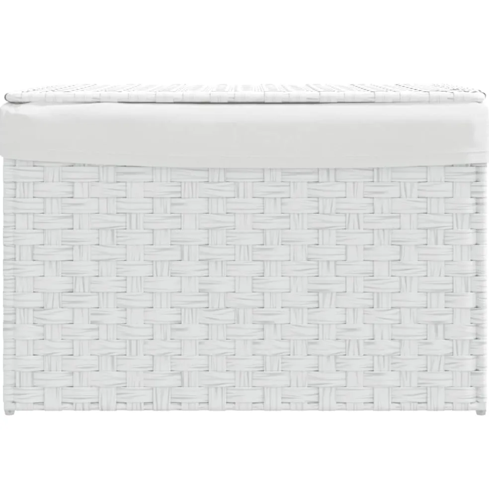 vidaXL Wasmand met deksel 55,5x35x34 cm poly rattan wit
