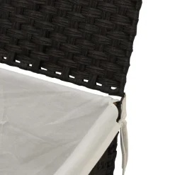 vidaXL Wasmand met deksel 55,5x35x34 cm poly rattan zwart