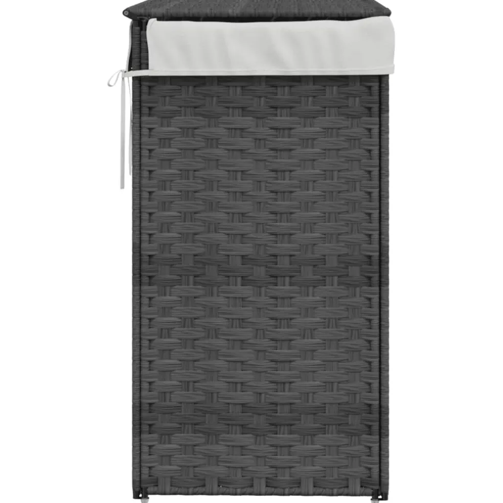 vidaXL Wasmand met deksel 46x33x60 cm poly rattan grijs