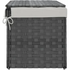 vidaXL Wasmand met deksel 55,5x35x34 cm poly rattan grijs